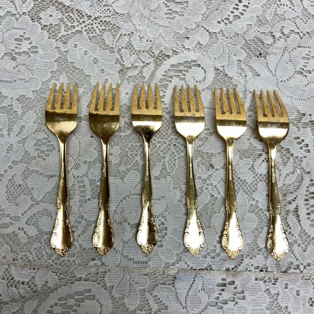 Vintage, 34-pc Estia, Korea Gold Plated Flatware for 6 with Hostess Set and Box
