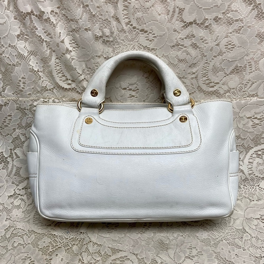 Authentic Celine White Leather Handbag -Crossbody 12in x 8in x 5in