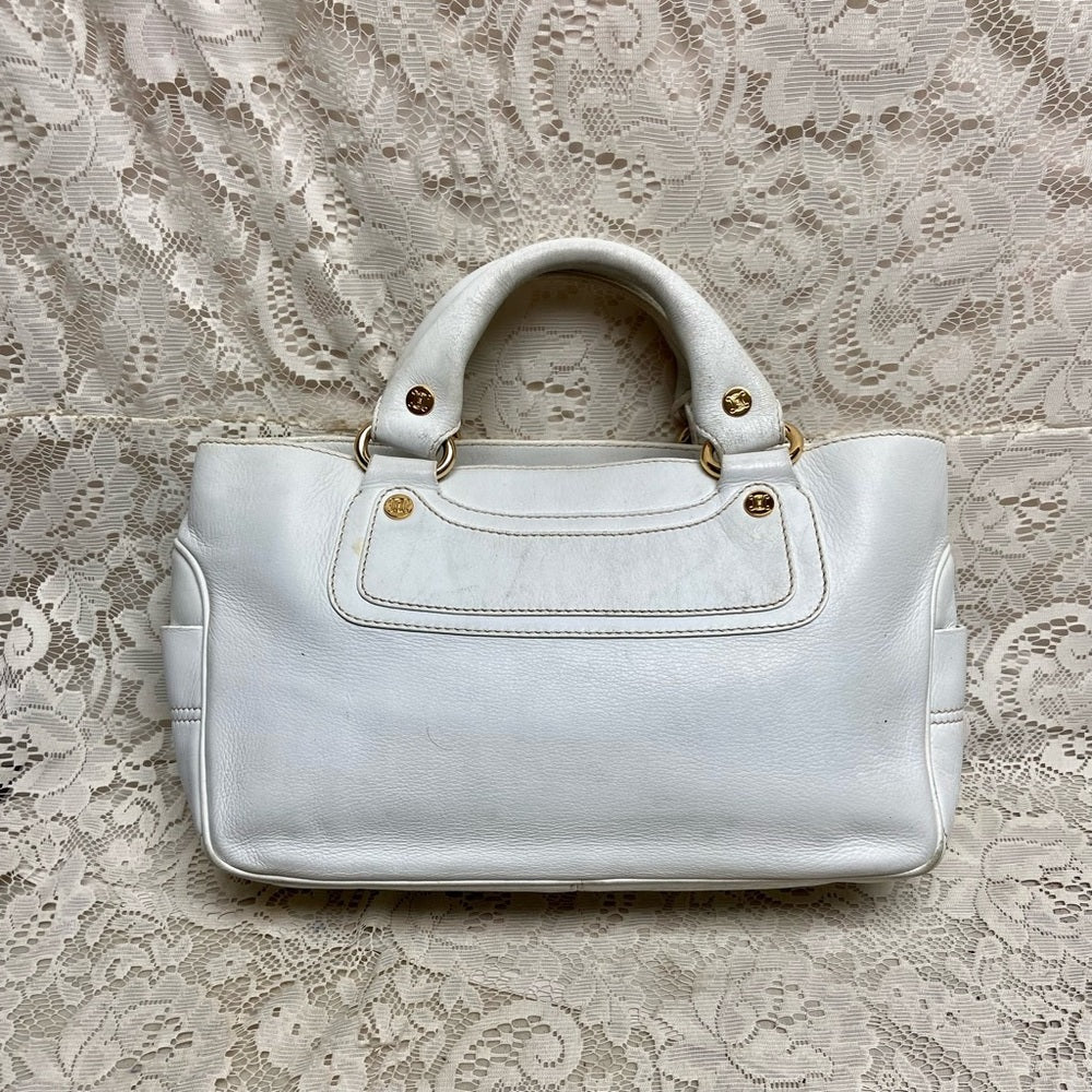 Authentic Celine White Leather Handbag -Crossbody 12in x 8in x 5in