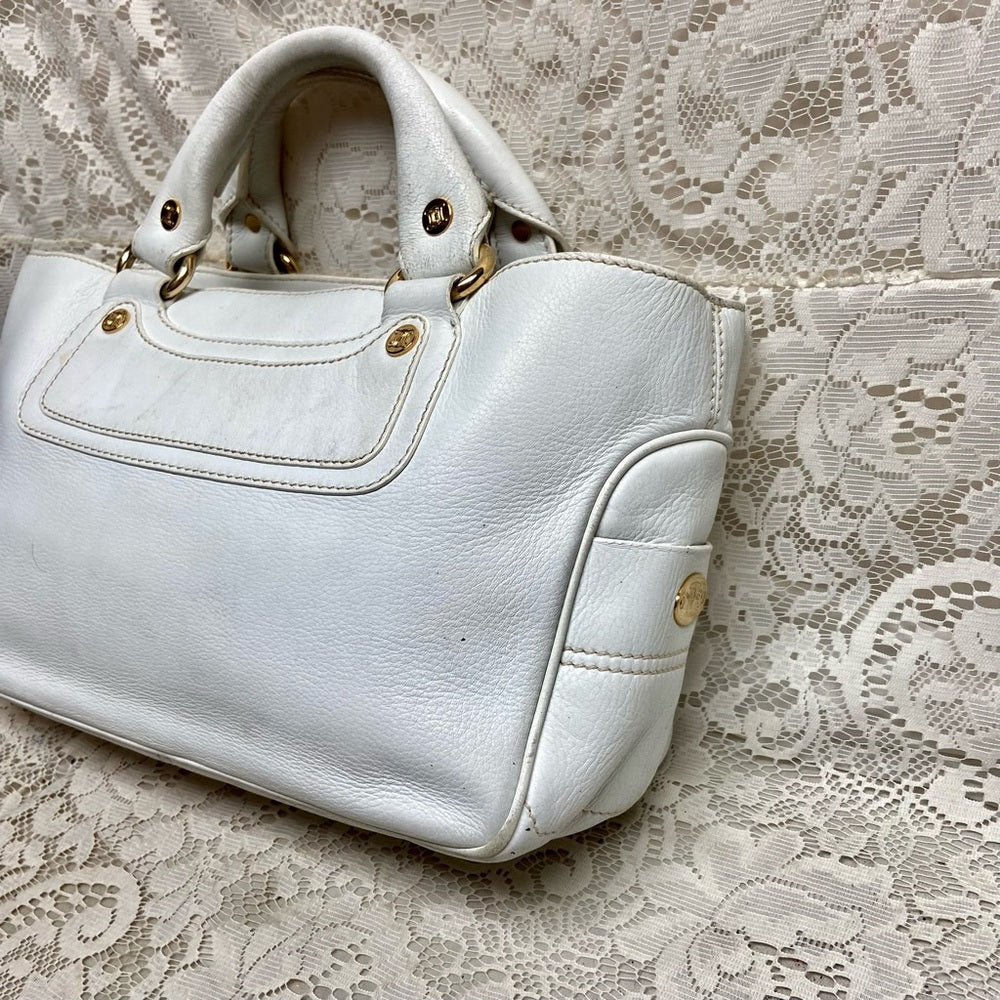 Authentic Celine White Leather Handbag -Crossbody 12in x 8in x 5in
