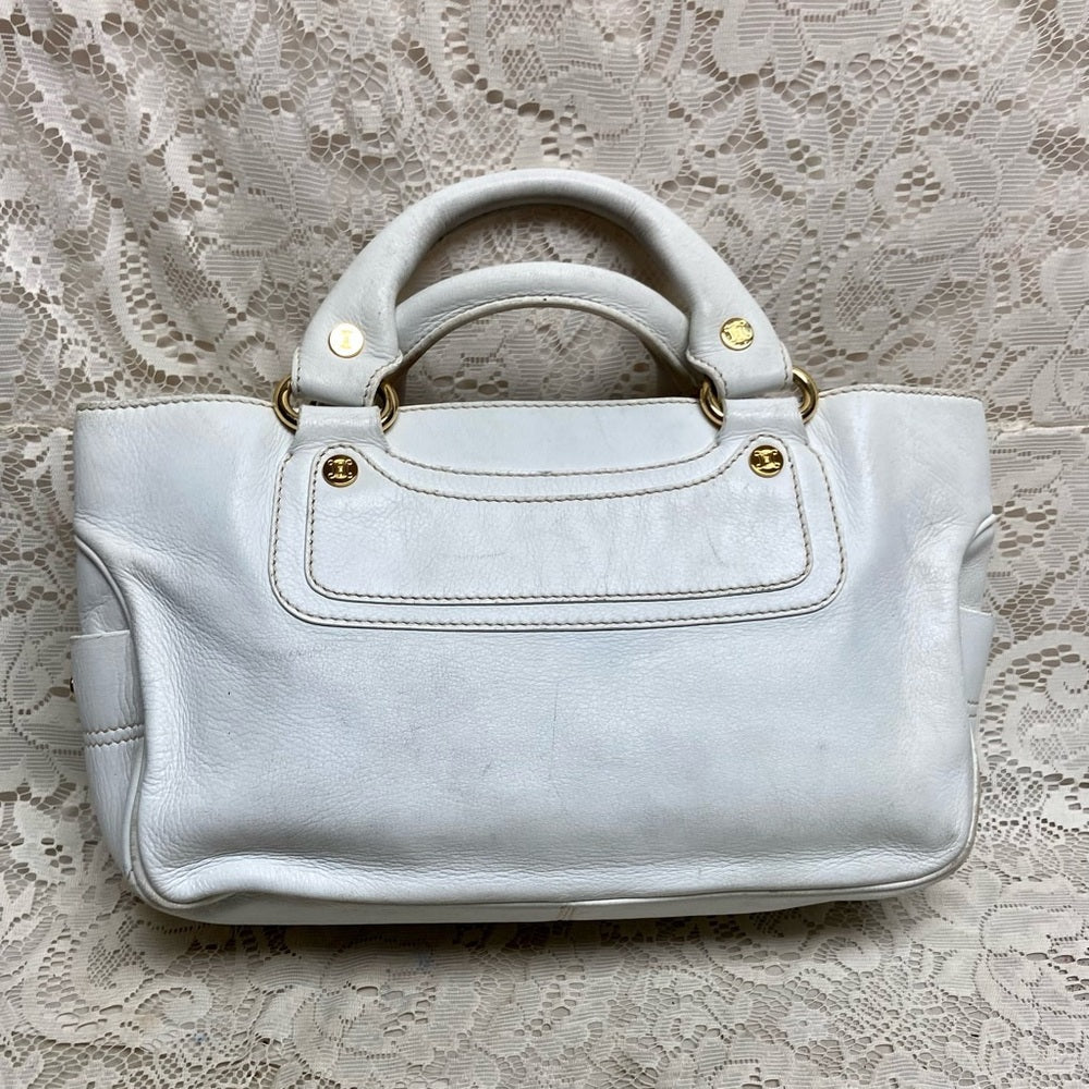 Authentic Celine White Leather Handbag -Crossbody 12in x 8in x 5in