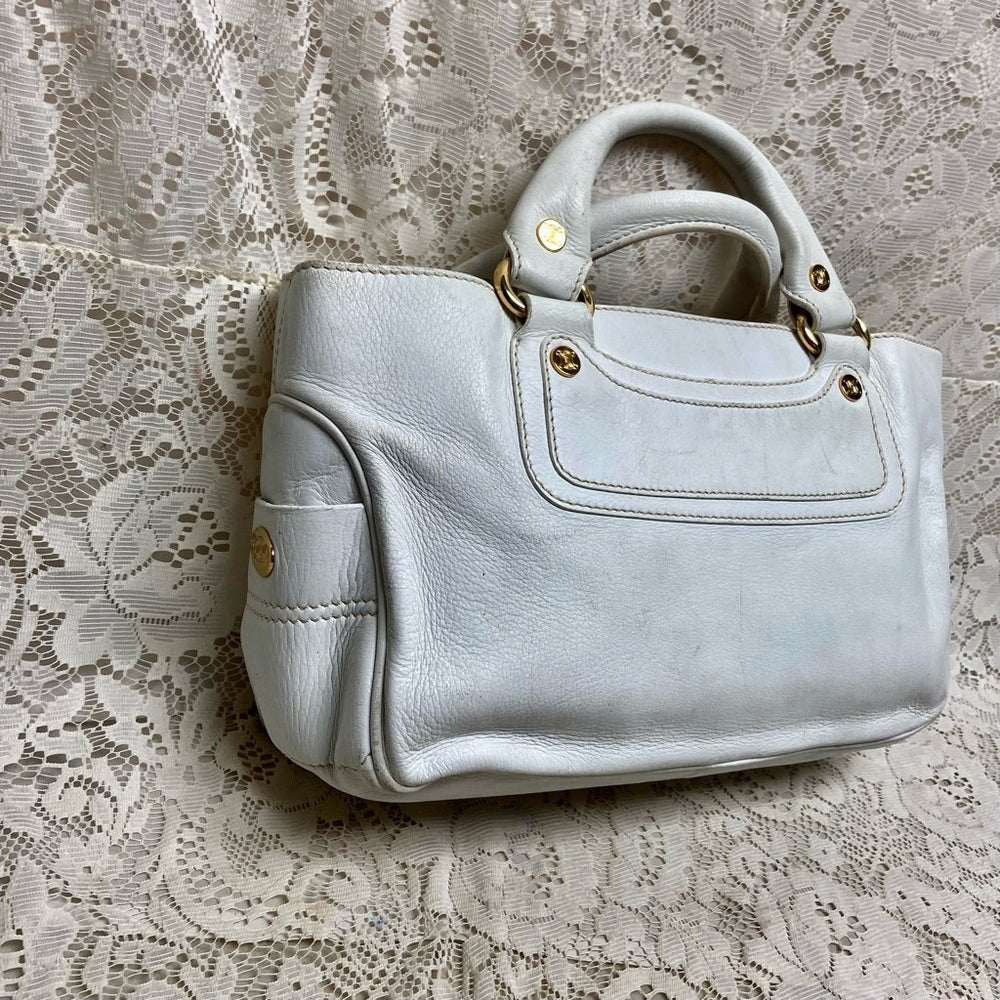 Authentic Celine White Leather Handbag -Crossbody 12in x 8in x 5in
