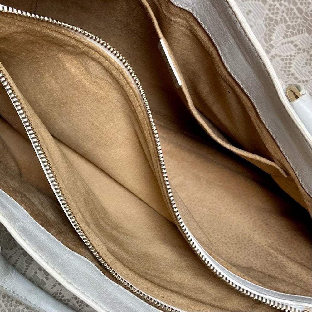 Authentic Celine White Leather Handbag -Crossbody 12in x 8in x 5in