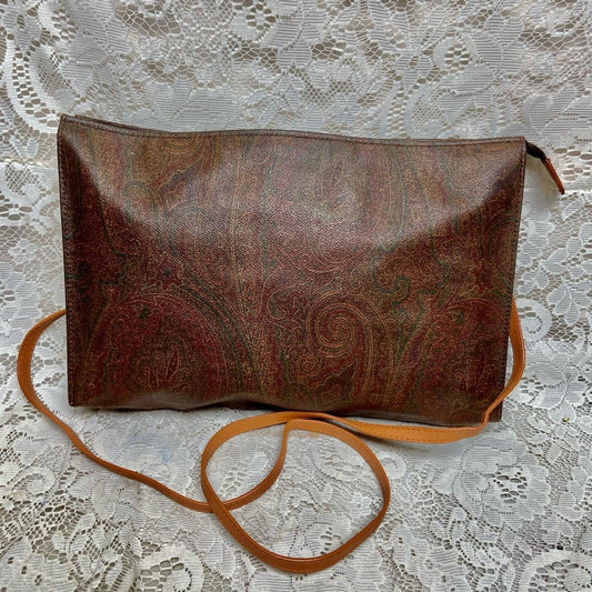 Vintage, Etro, Italy, Burgundy Paisley Pouch, Clutch , Crossbody