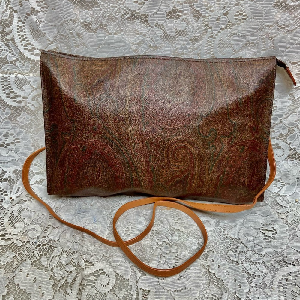 Vintage, Etro, Italy, Burgundy Paisley Pouch, Clutch , Crossbody