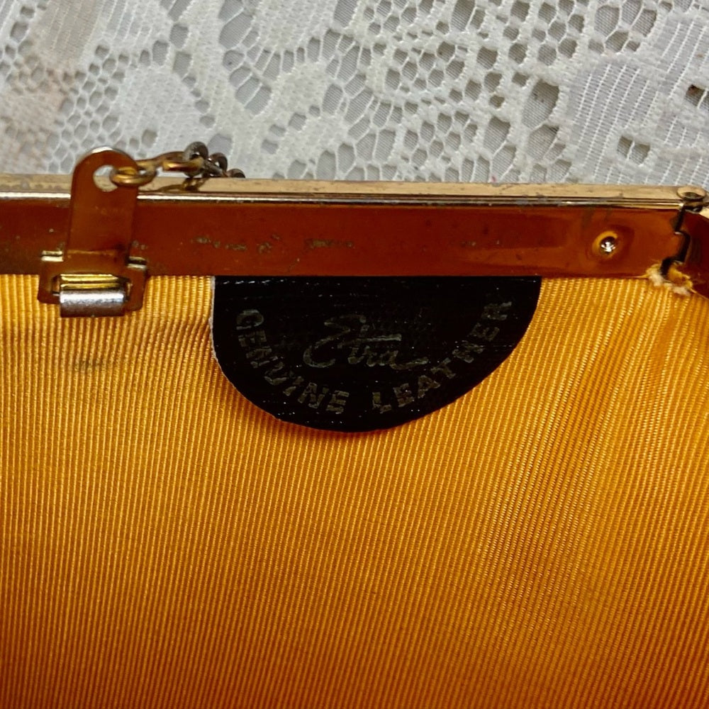 Vintage, Etra , Embossed Black Lizard Leather Clutch -Shoulder Bag