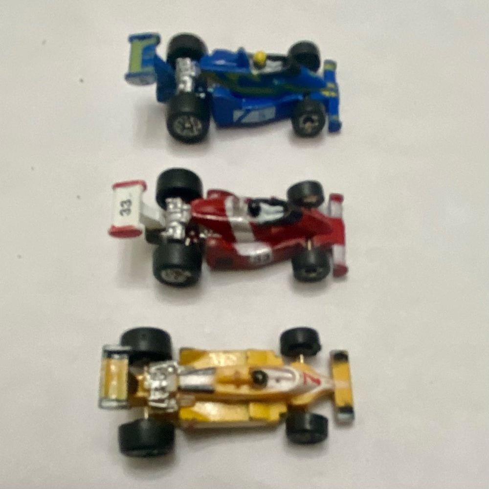 Vintage,  Lot of 5 Miniature 1.25-inch Airplanes and Racing Cars (G)