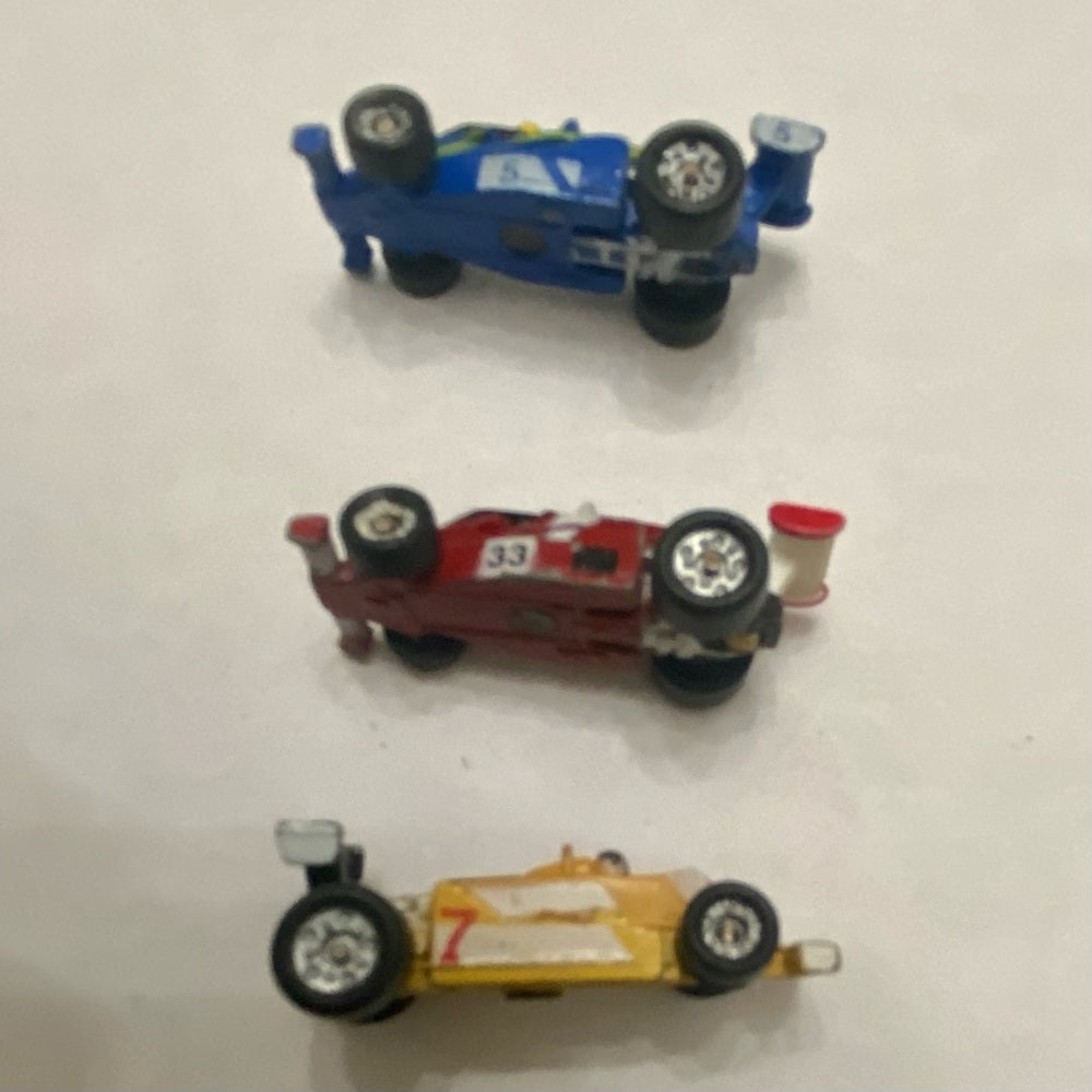 Vintage,  Lot of 5 Miniature 1.25-inch Airplanes and Racing Cars (G)