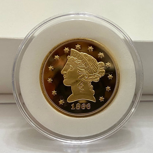 National Collectors Mint- $ 5.00  Tribute Proof Gold Plated Coin-1866