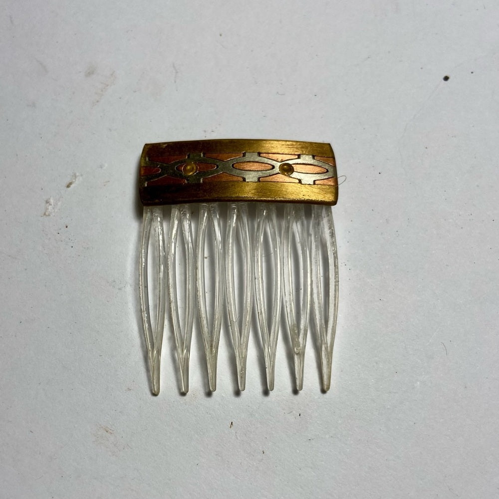 Vintage, Lot of 4 Celluloid Ivory Backcombs or Haircombs with Rhinestones