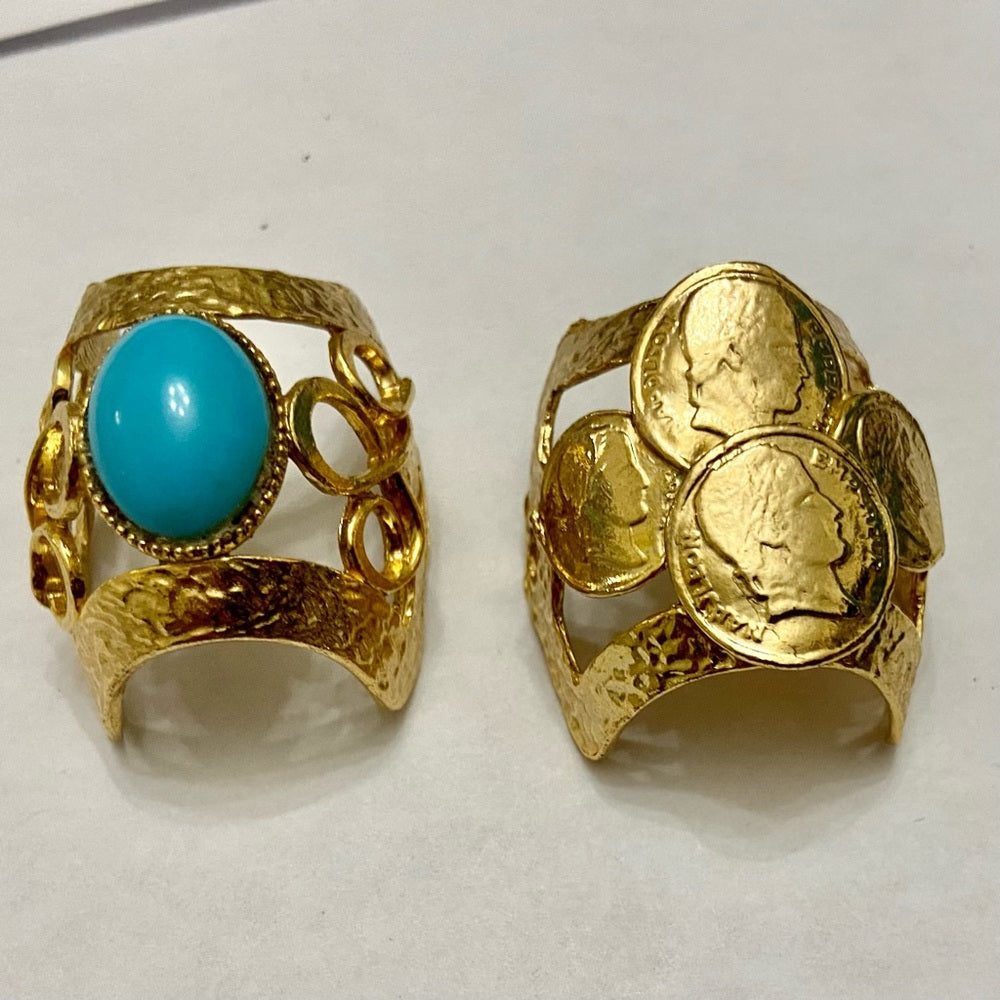 Vintage, Lot of 2  Gold Barrettes,  Plain Gold and Butterfly Design