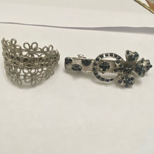 Vintage, Lot of 2 Gold and Silver Pony Tail Clip or Barrettes