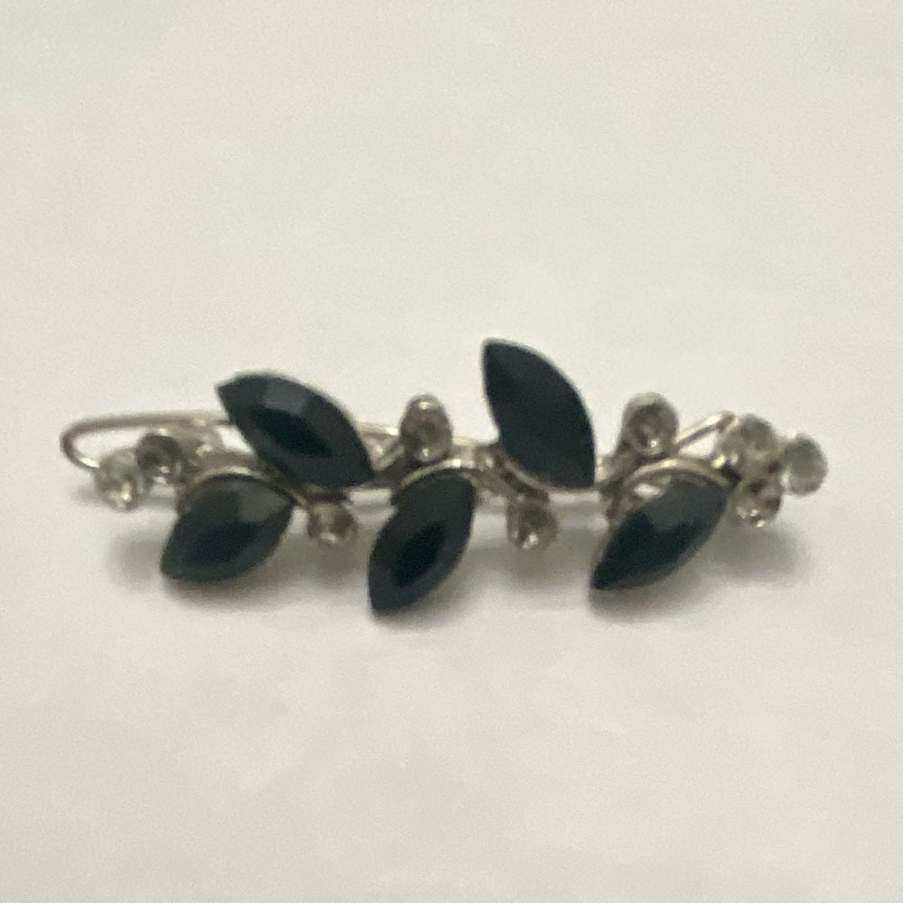 Vintage, Lot of 2 Black and Silver Barrette and Hair Comb