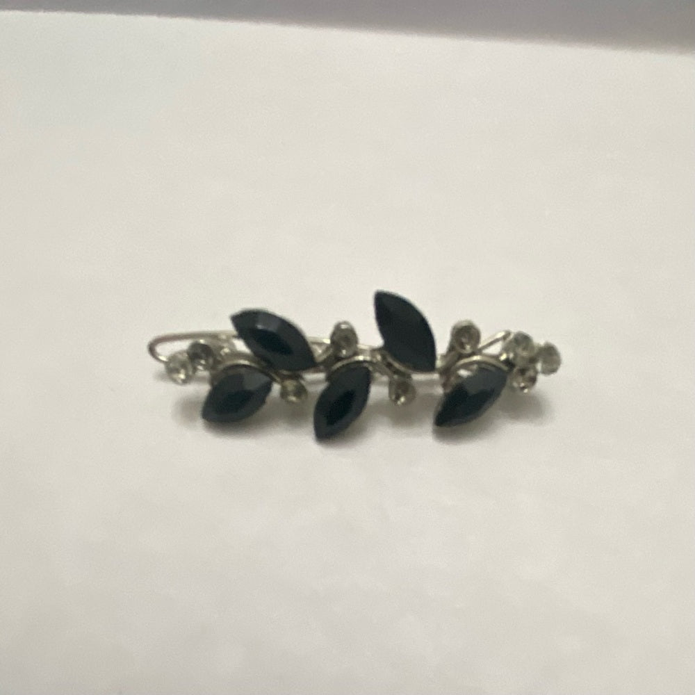 Vintage, Lot of 2 Black and Silver Barrette and Hair Comb