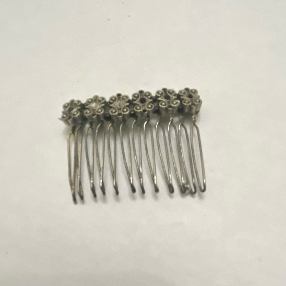 Vintage, Lot of 2 Black and Silver Barrette and Hair Comb