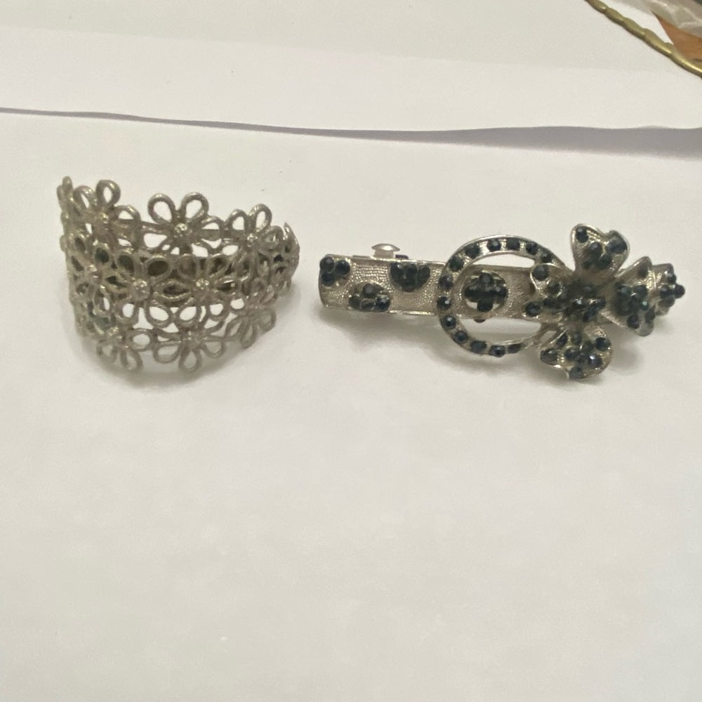 Vintage, Lot of 2 Gold and Silver Pony Tail Clip or Barrettes