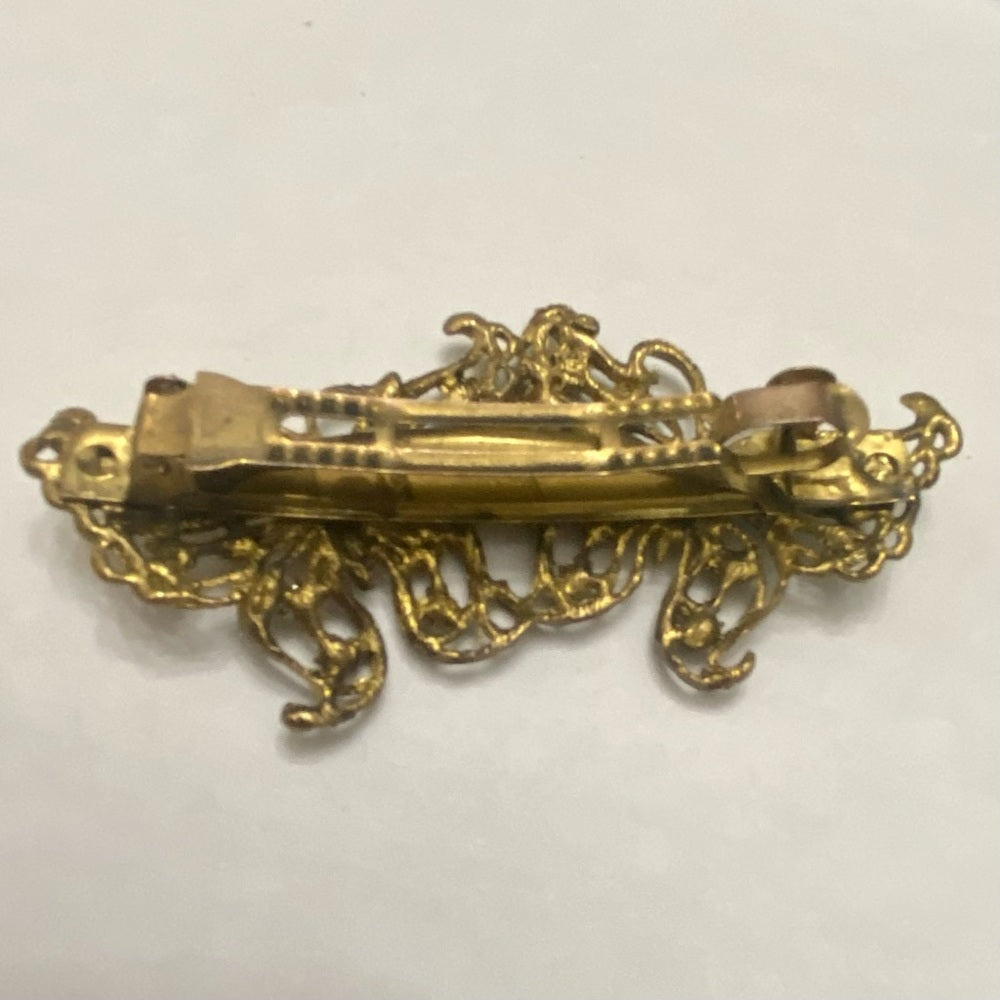 Vintage, Lot of 2  Gold Barrettes,  Plain Gold and Butterfly Design