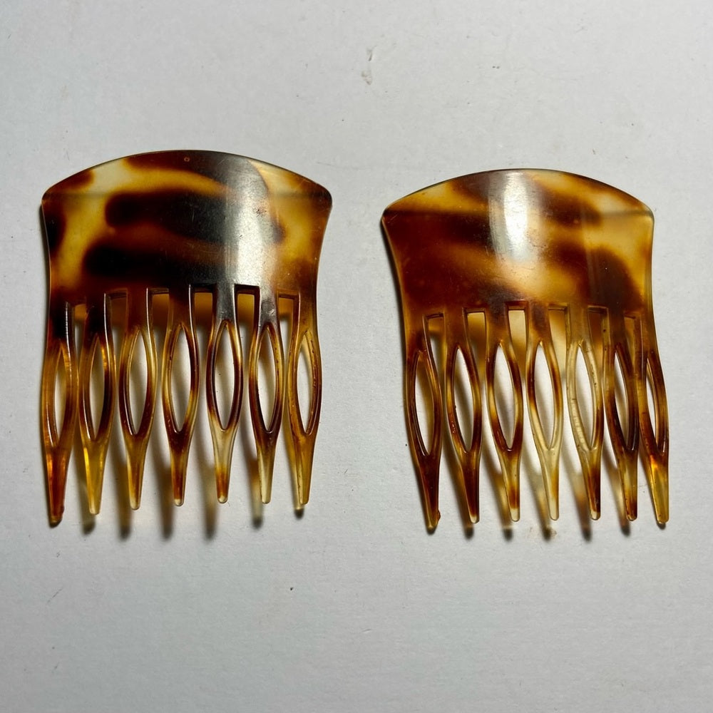 Vintage, Lot of 6 Brown, Celluloid, Tortoiseshell Backcombs or Haircombs