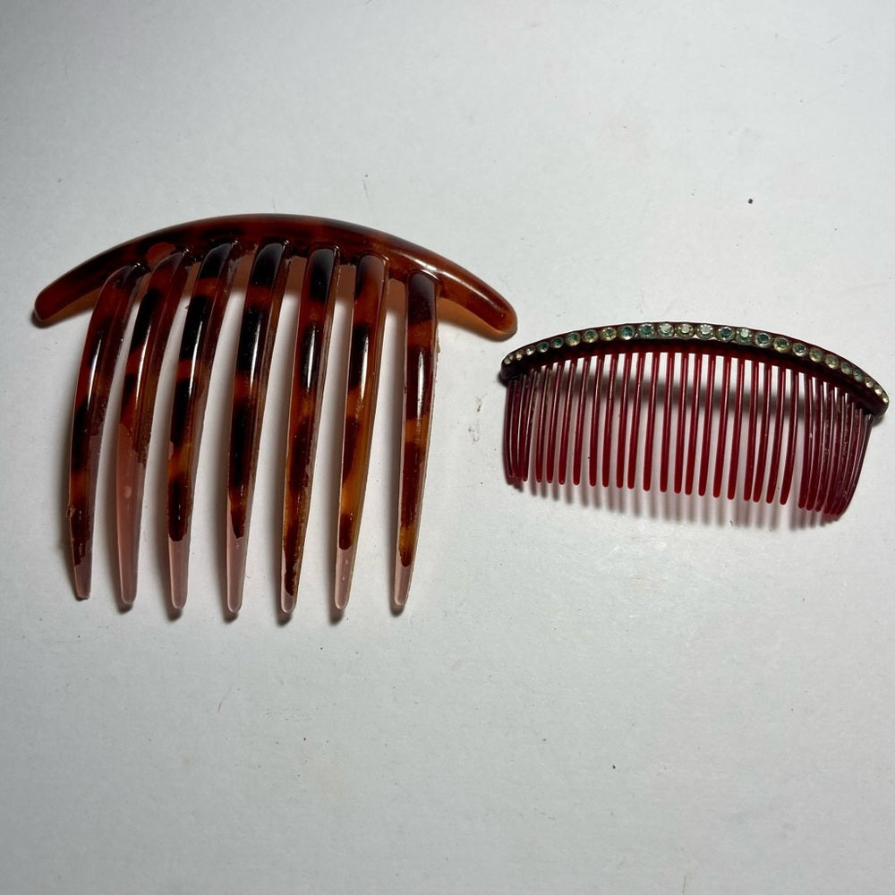 Vintage, Lot of 6 Brown, Celluloid, Tortoiseshell Backcombs or Haircombs