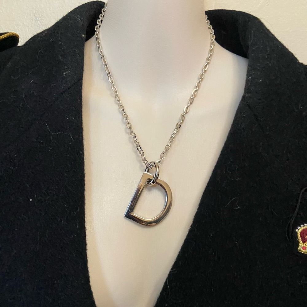 "D" Silver Tone  Necklace