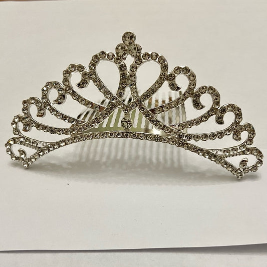 Elegant Silver Tone Tiara with Rhinestones
