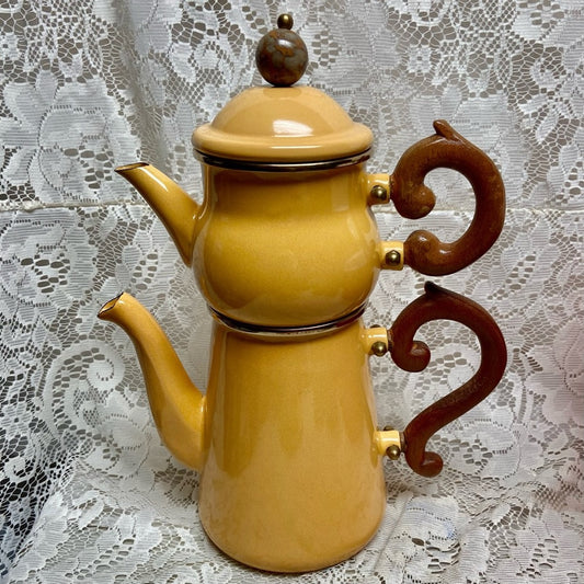 1995 Camp MacKenzie Childs Ltd., Yellow Enamelware, 3pcTea or Camp Set