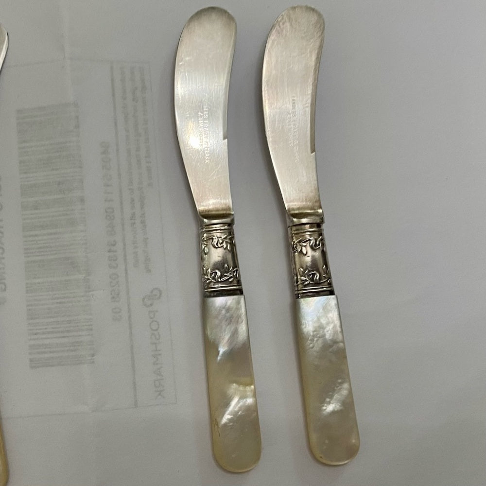 Antique, Meriden, Landers Frary & Clark Sterling Silver-MOP 5pc Butter Knives