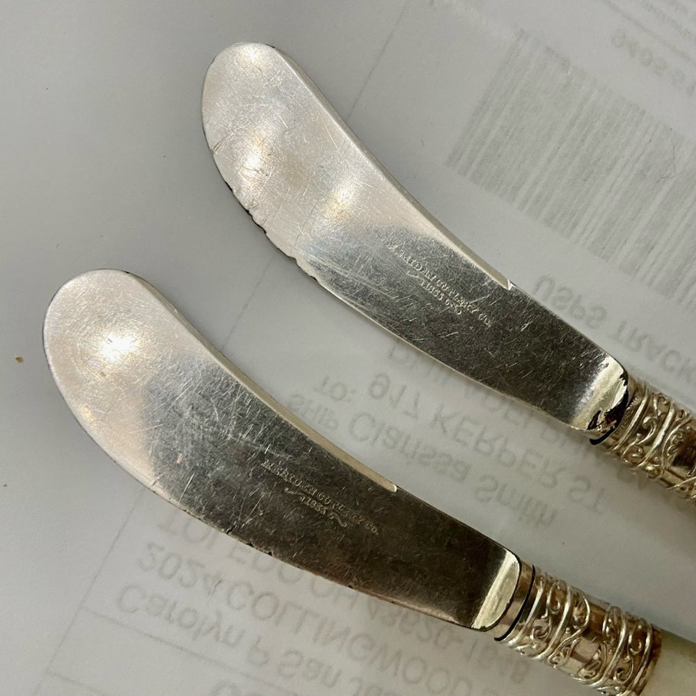 Antique, Meriden, Landers Frary & Clark Sterling Silver-MOP 5pc Butter Knives