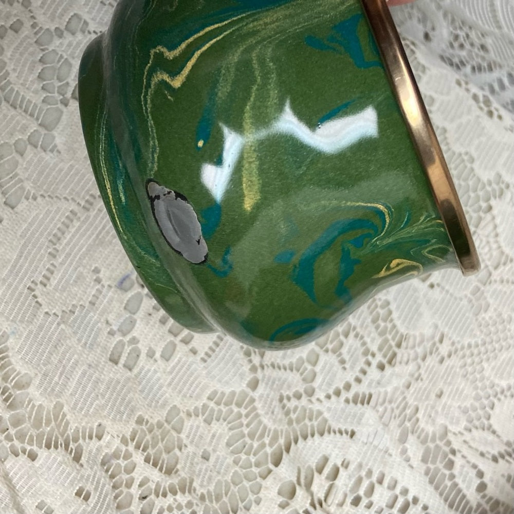 1995 Camp MacKenzie Childs Ltd., Green Marble Enamelware, 4pcTea or Camp Set