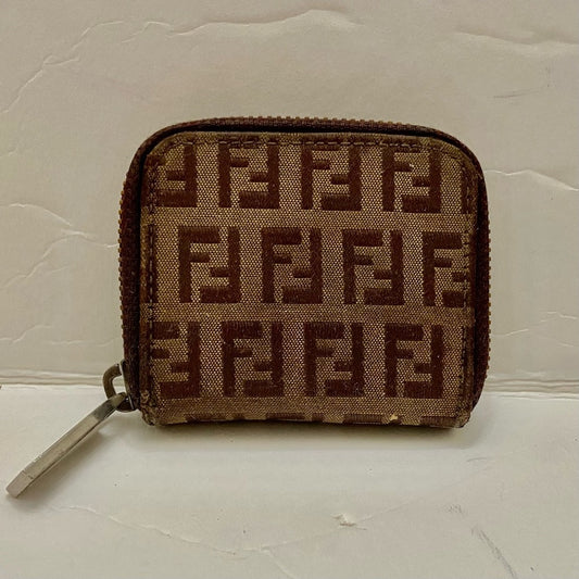 Rare, Fendi Brown Zucca  Mono Coin Purse-Key Case