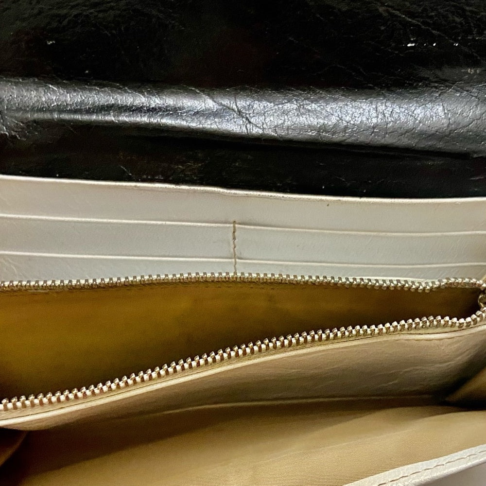 Authentic  Bulgari Black and White Leather Bi-fold Long Wallet