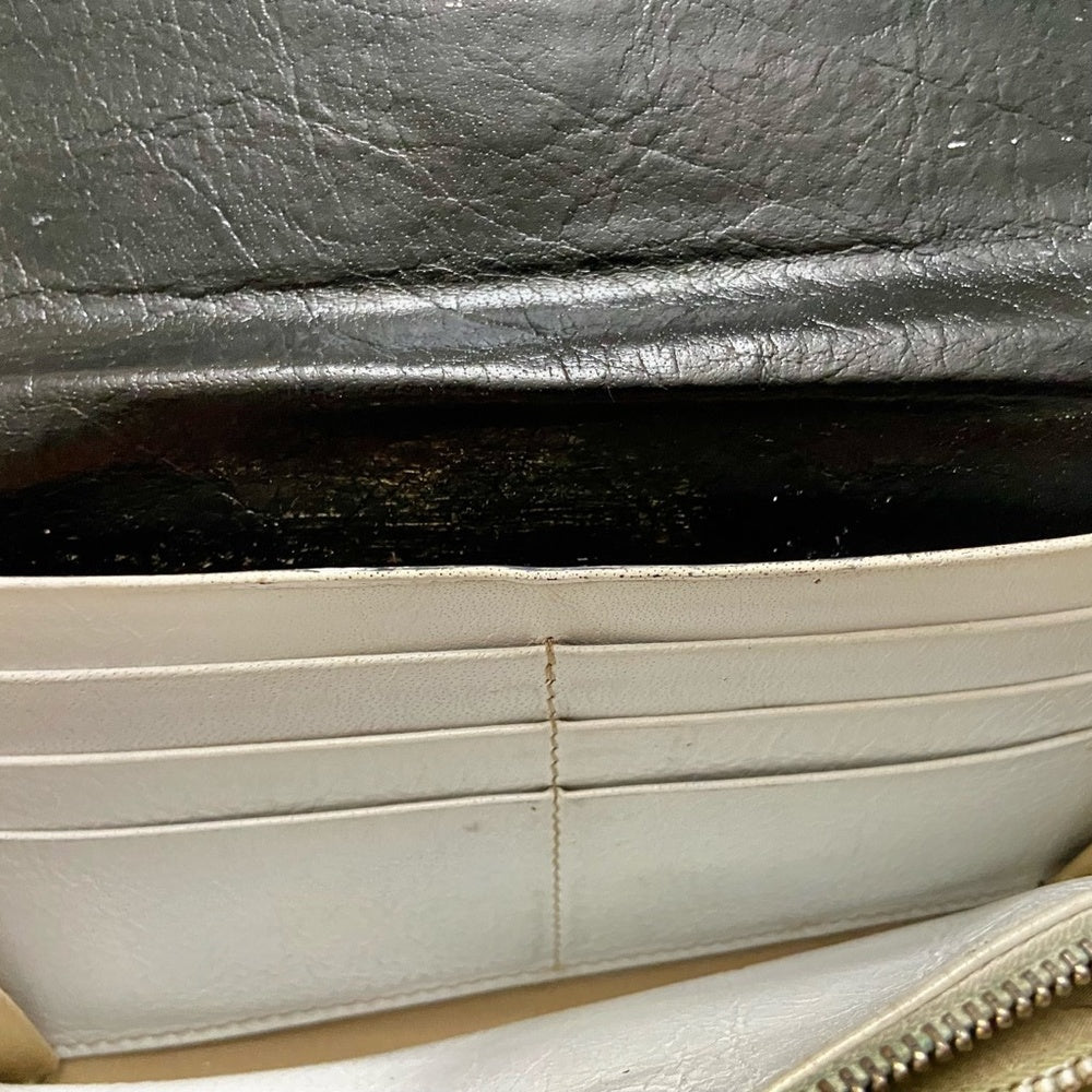 Authentic  Bulgari Black and White Leather Bi-fold Long Wallet