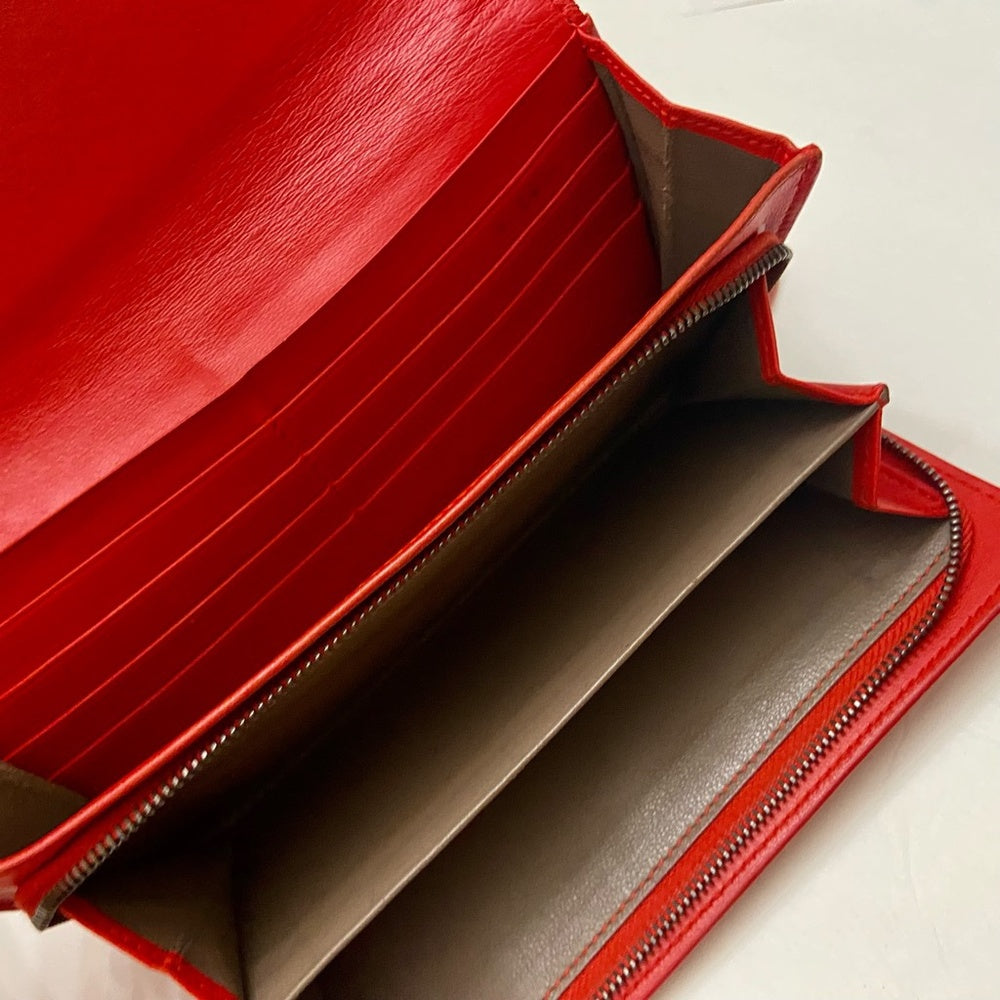Authentic Bottega Veneta Red Leather Bi-fold Long Wallet