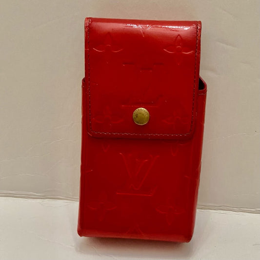 Louis Vuitton Brown Red Vernis Cigarrete Eye Glass, Cell Phone Case 5.5in x 3in