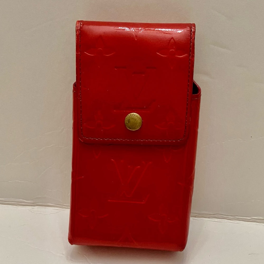 Louis Vuitton Brown Red Vernis Cigarrete Eye Glass, Cell Phone Case 5.5in x 3in