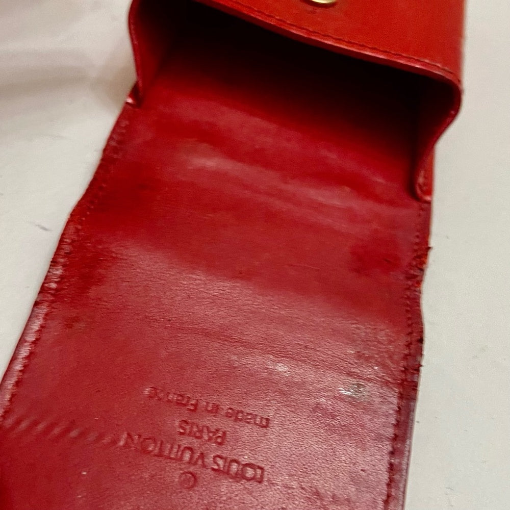 Louis Vuitton Brown Red Vernis Cigarrete Eye Glass, Cell Phone Case 5.5in x 3in