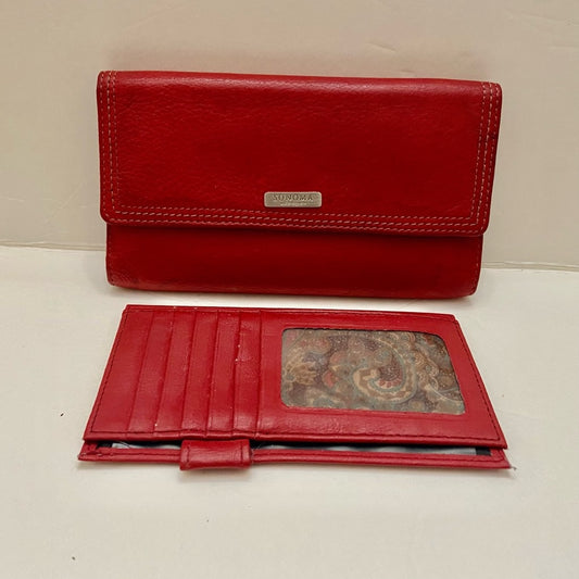 Vintage Sonoma Red Leather Long Wallet with Checkbook Sleeves 7.5in x 4.5in