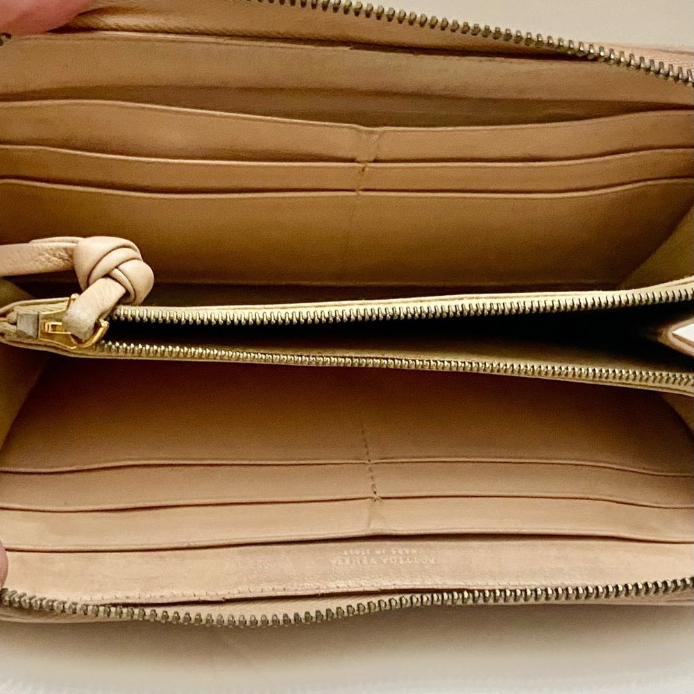 Bottega Veneta Beige Leather Zippy Long Wallet