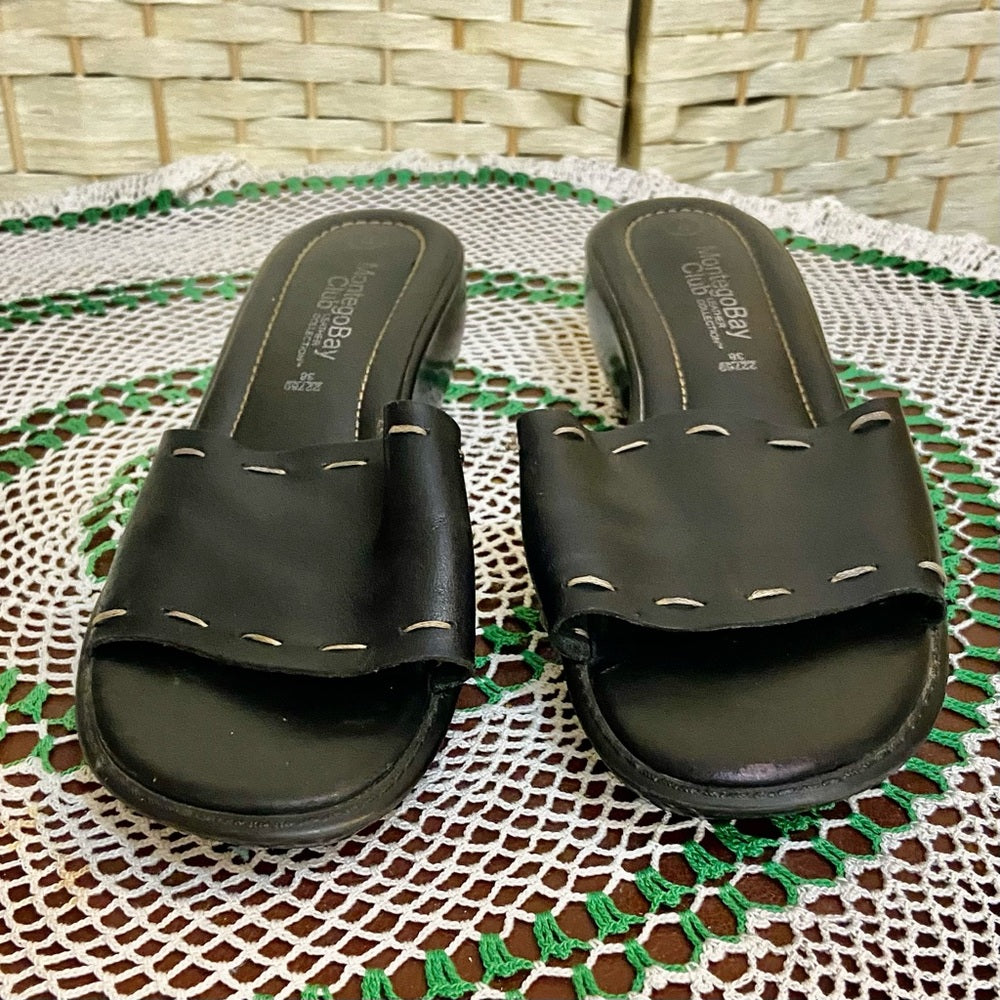 Montego Bay Club Leather Collection Platform Sandal Size 8
