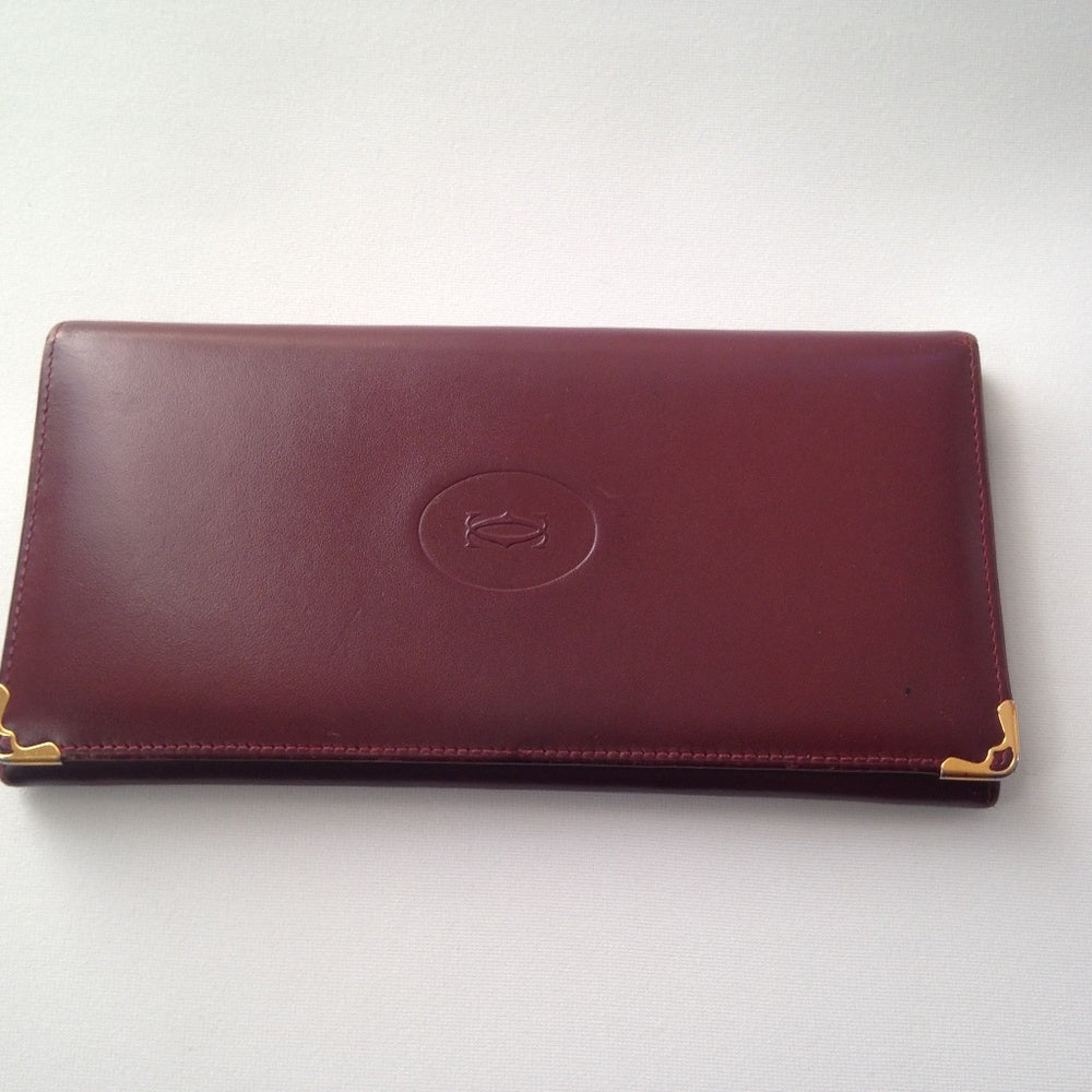 Cartier Burgundy, Leather Breast Long Wallet