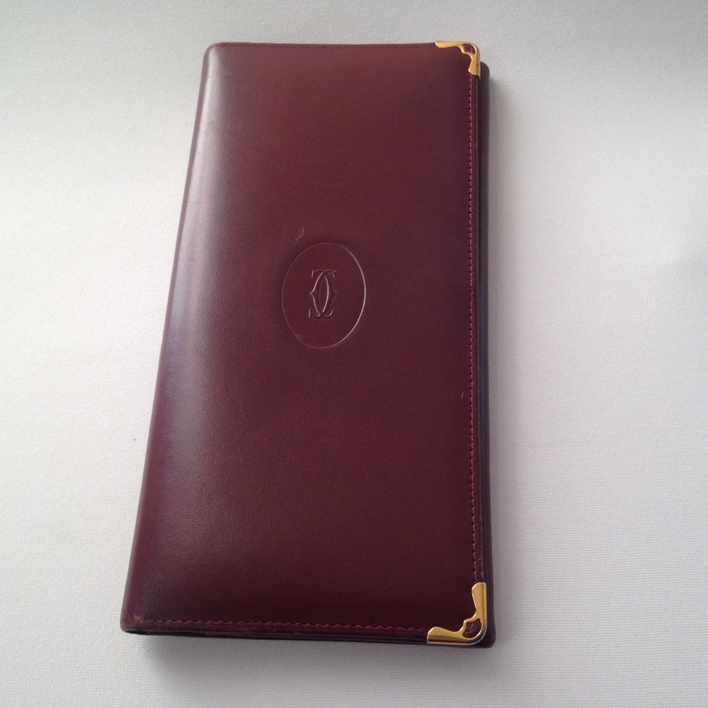 Cartier Burgundy, Leather Breast Long Wallet