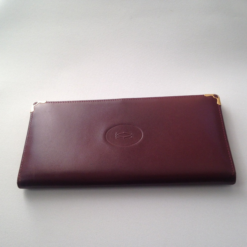 Cartier Burgundy, Leather Breast Long Wallet