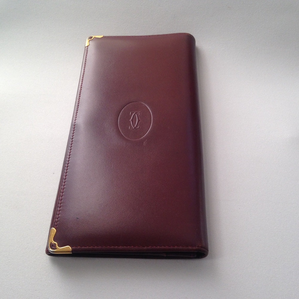 Cartier Burgundy, Leather Breast Long Wallet