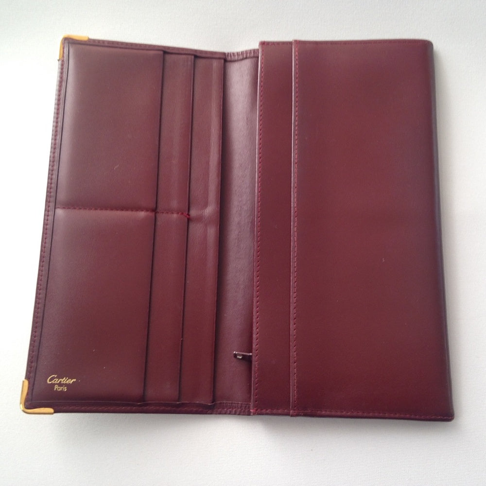 Cartier Burgundy, Leather Breast Long Wallet