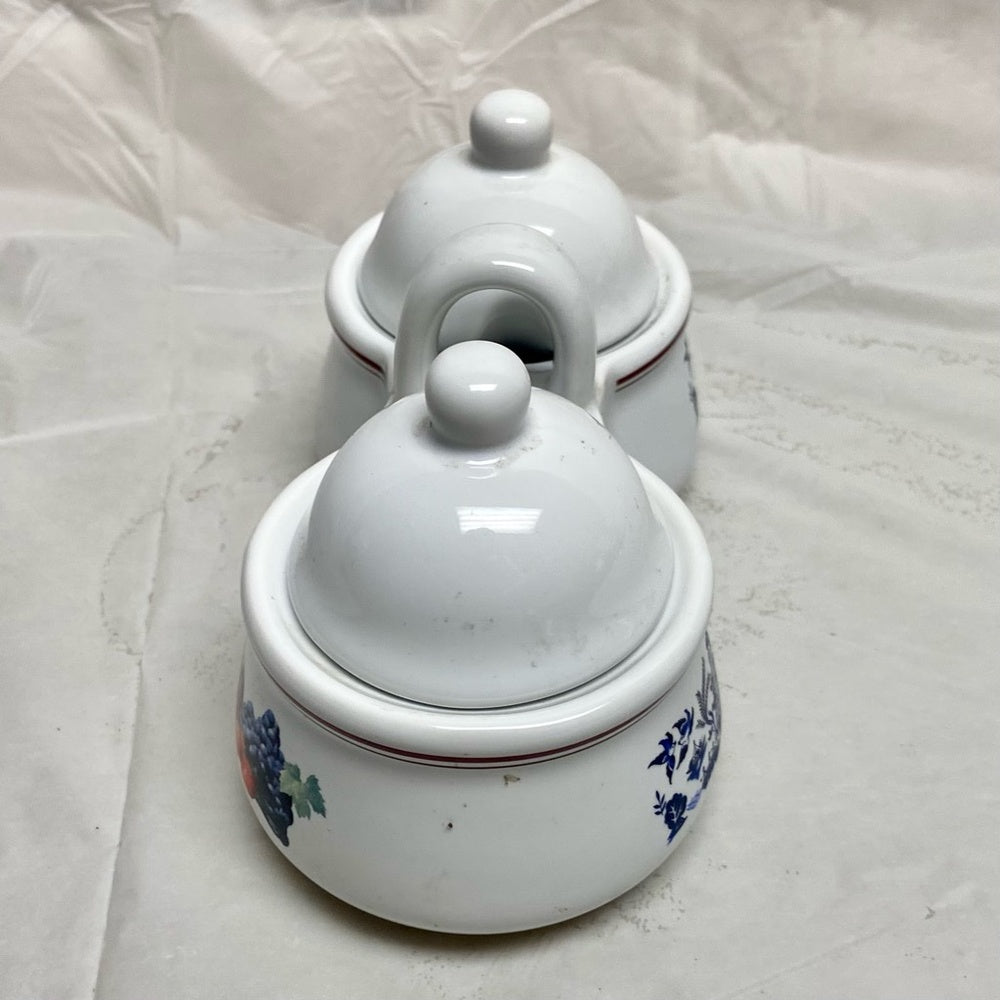 Vintage, Blue Willow White Ceramics Condiment Jar