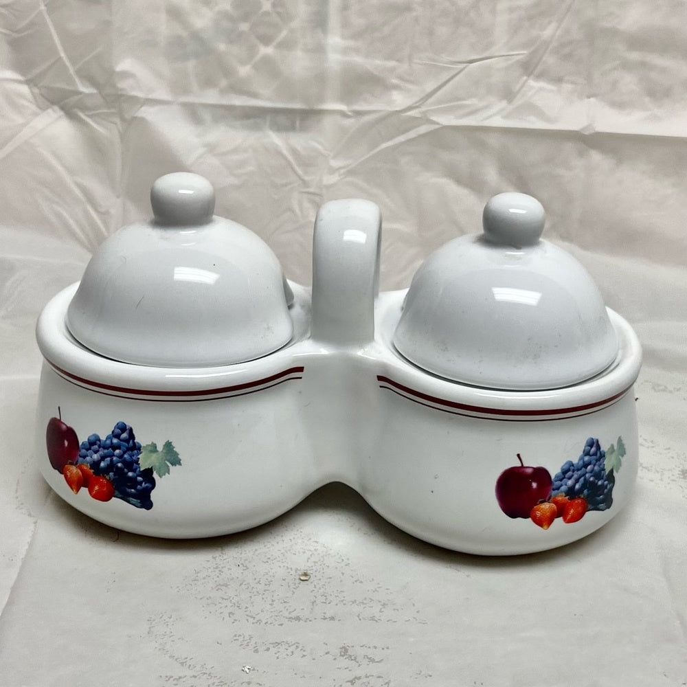 Vintage, Blue Willow White Ceramics Condiment Jar