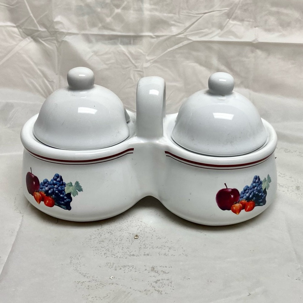 Vintage, Blue Willow White Ceramics Condiment Jar