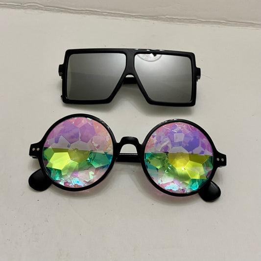 Lot of 2 Vintage Sun Glasses-Iridescent and Black Squarish Sunglasses