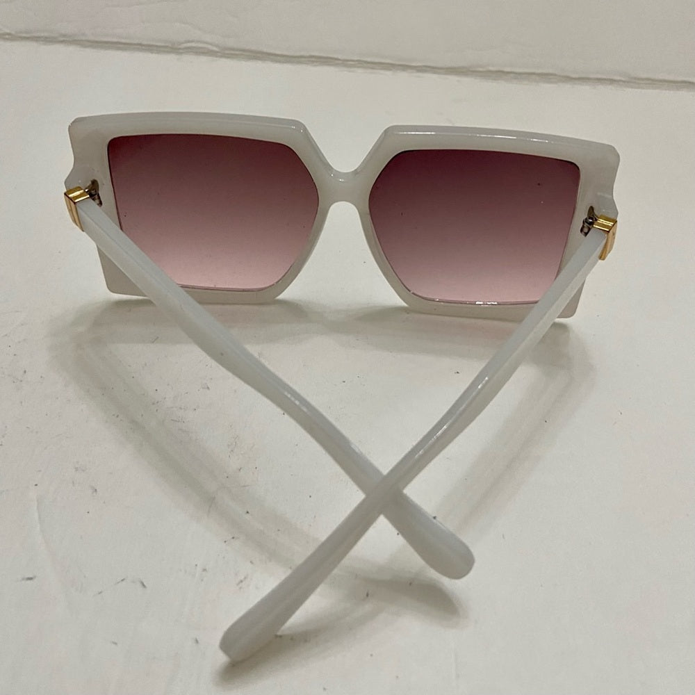 Lot of 2 Vintage Sunglasses- Squarish White and Pinkish with Rhinestones