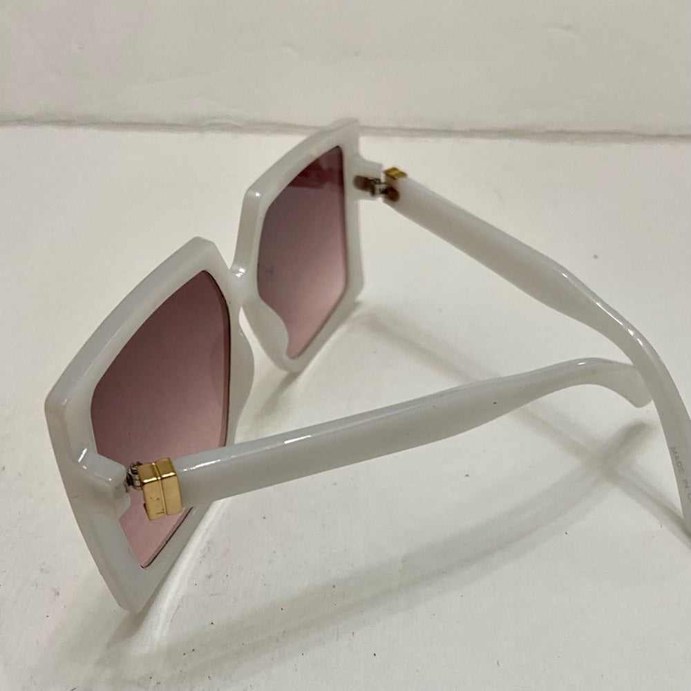 Lot of 2 Vintage Sunglasses- Squarish White and Pinkish with Rhinestones